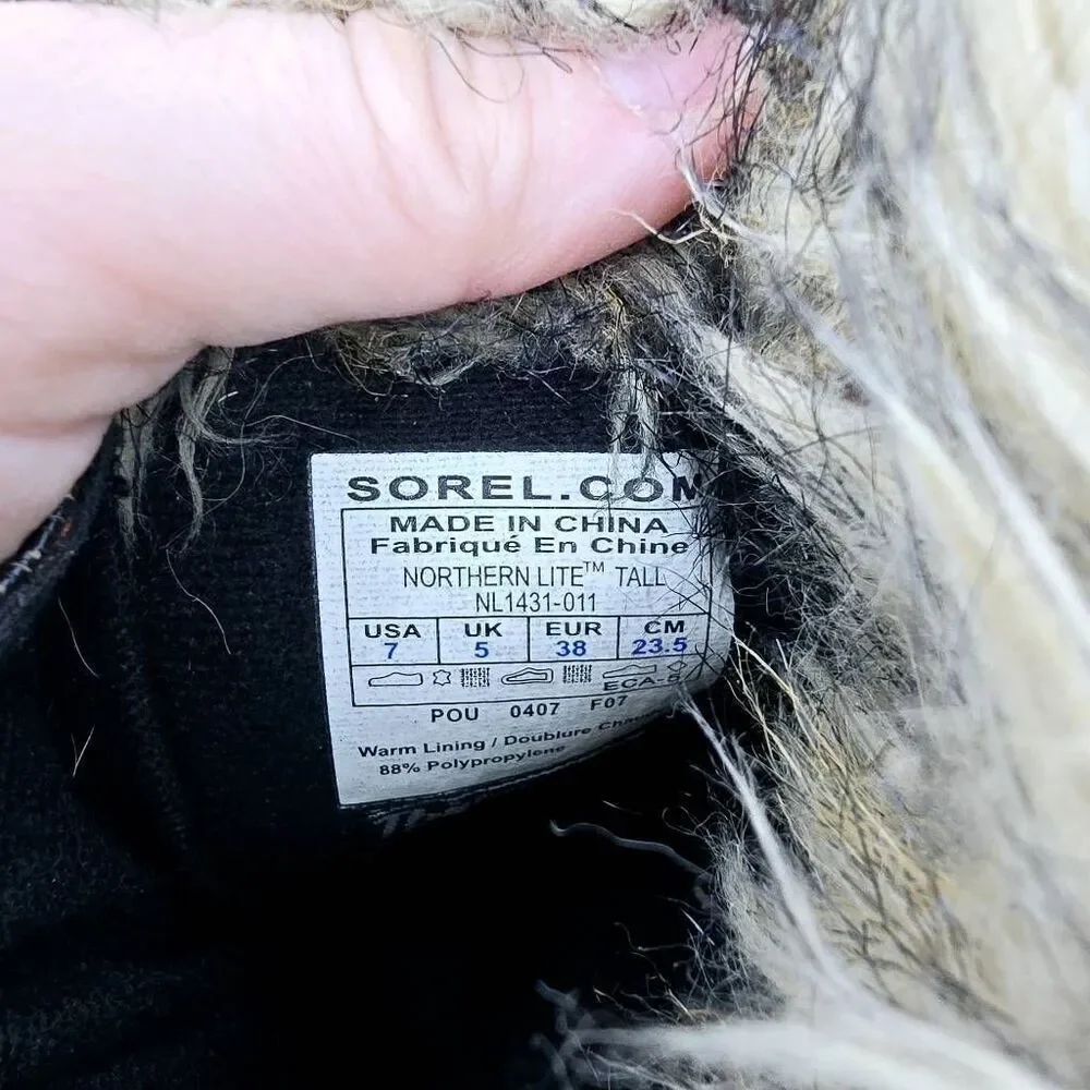 Sorel Northern Lite Tall Boots Leather Suede Black 7